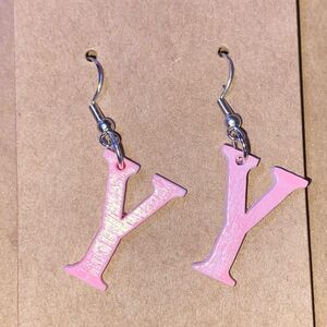☀️3/$12☀️ Letter “Y” Earrings with Sterling Silver Hooks. (Light Pink)